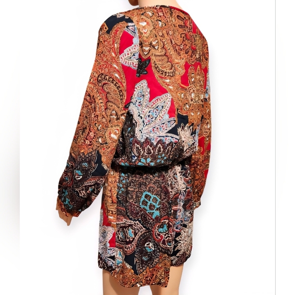 Sage Red Paisley Jumpsuit. - Picture 6 of 7